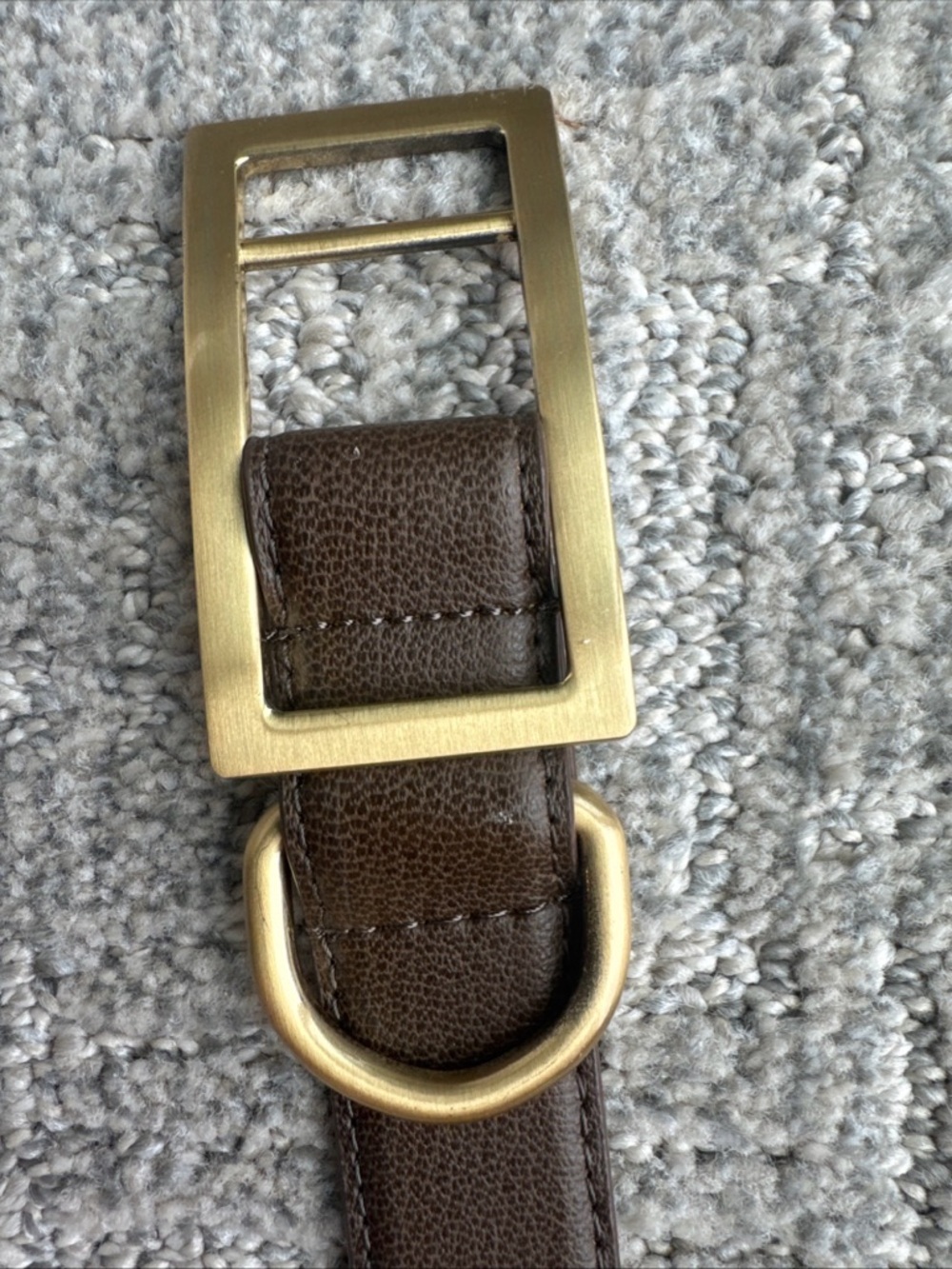 Talbots Brown Leather Belt with Gold-Tone Rectangular Buckle XL